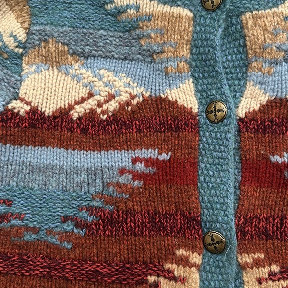 Aztec Pattern Wool Angora Cardigan Sweater - Picture 3 of 5